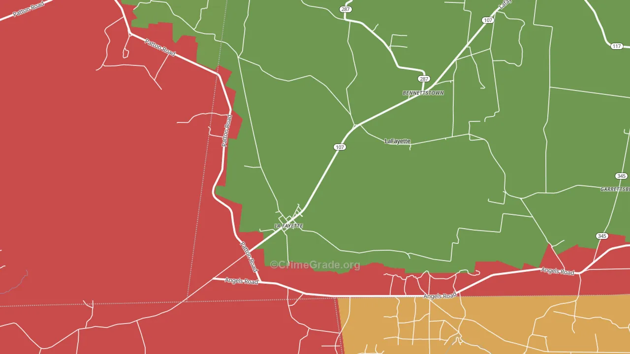 Lafayette, KY Map of Theft Rates