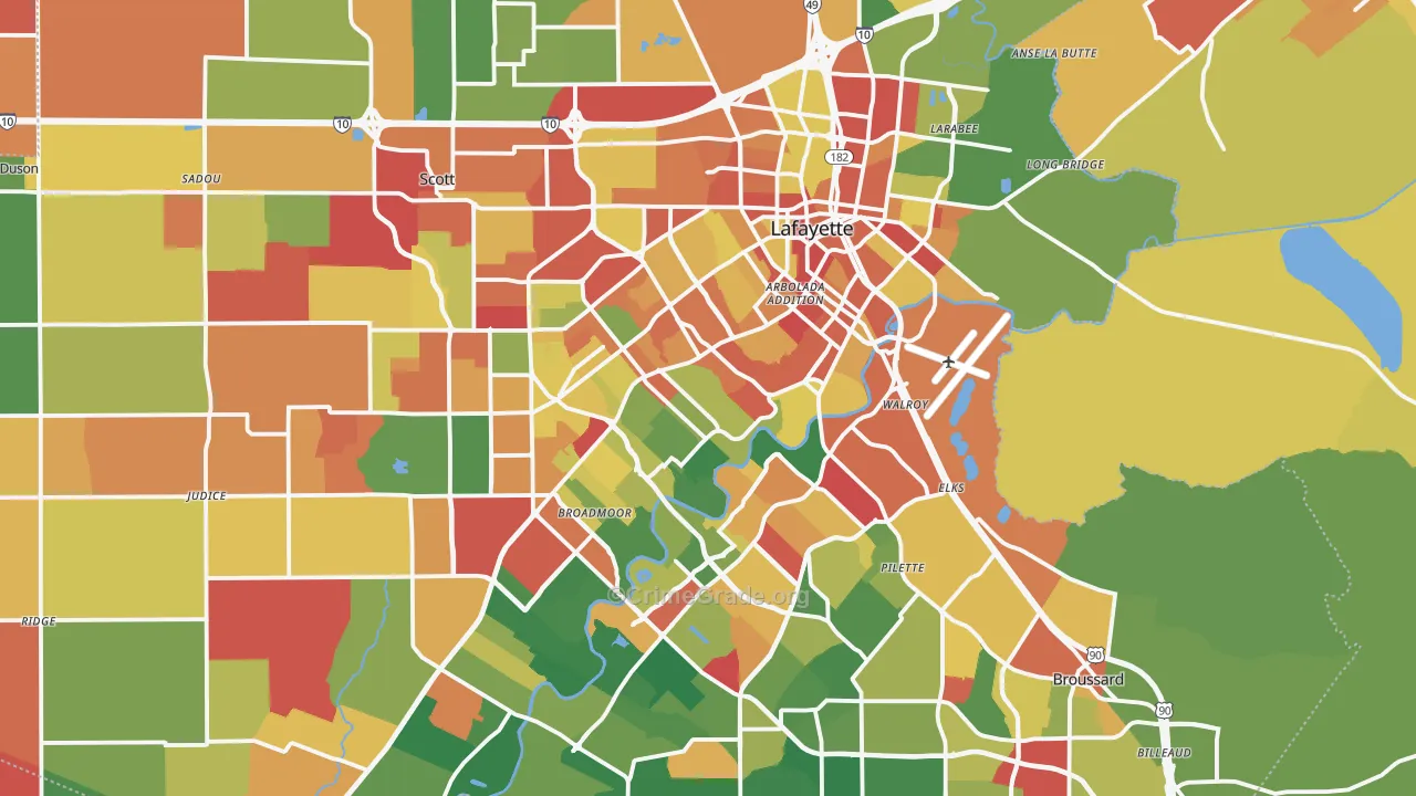 Lafayette, LA Map of Theft Rates
