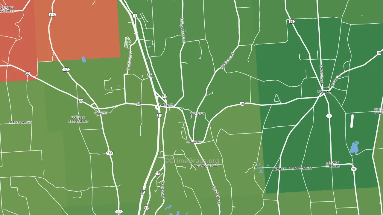 Lafayette, NY Map of Theft Rates