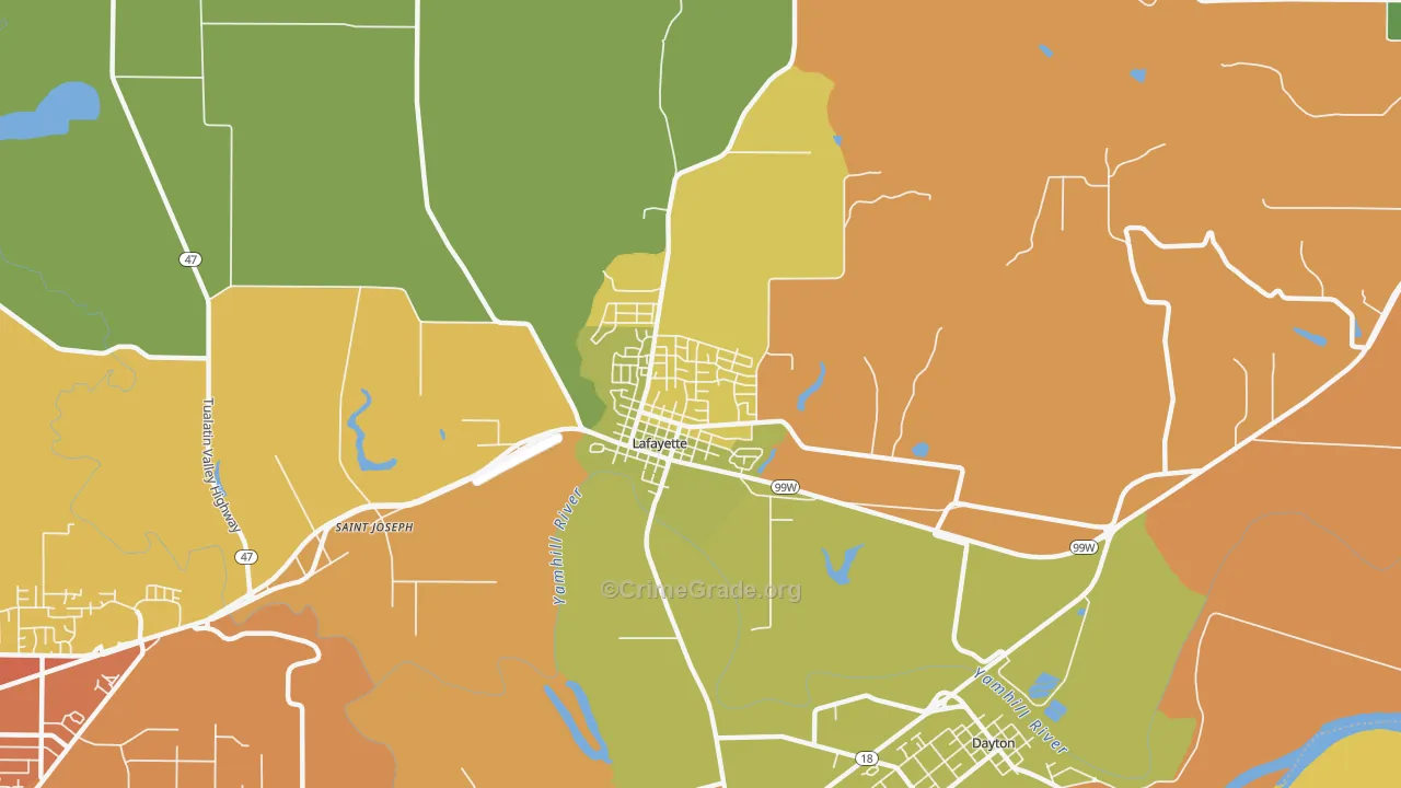 Lafayette, OR Map of Theft Rates
