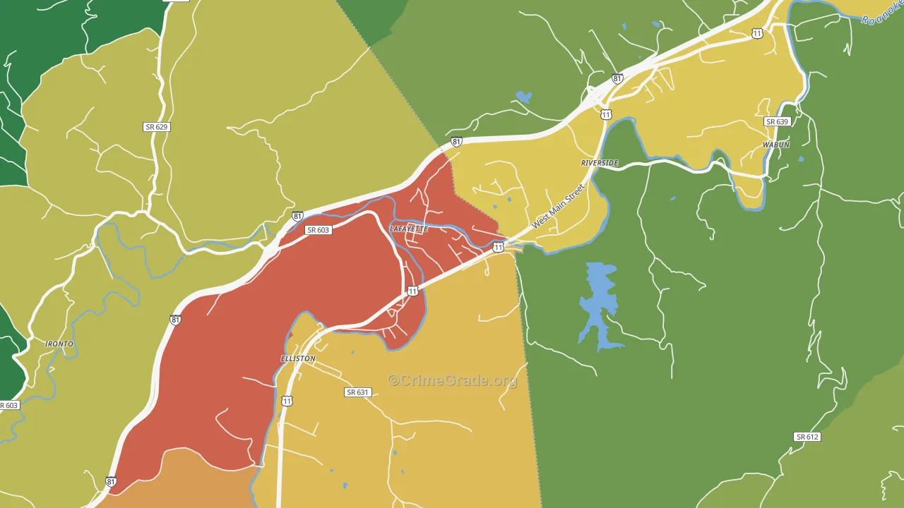 Lafayette, VA Map of Theft Rates