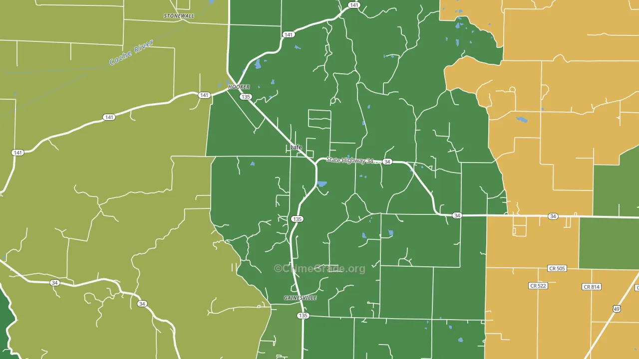 Lafe, AR Map of Theft Rates
