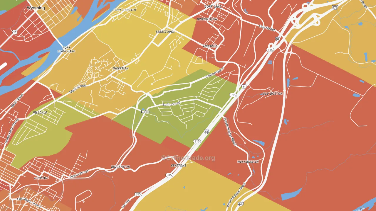 Laflin, PA Map of Theft Rates