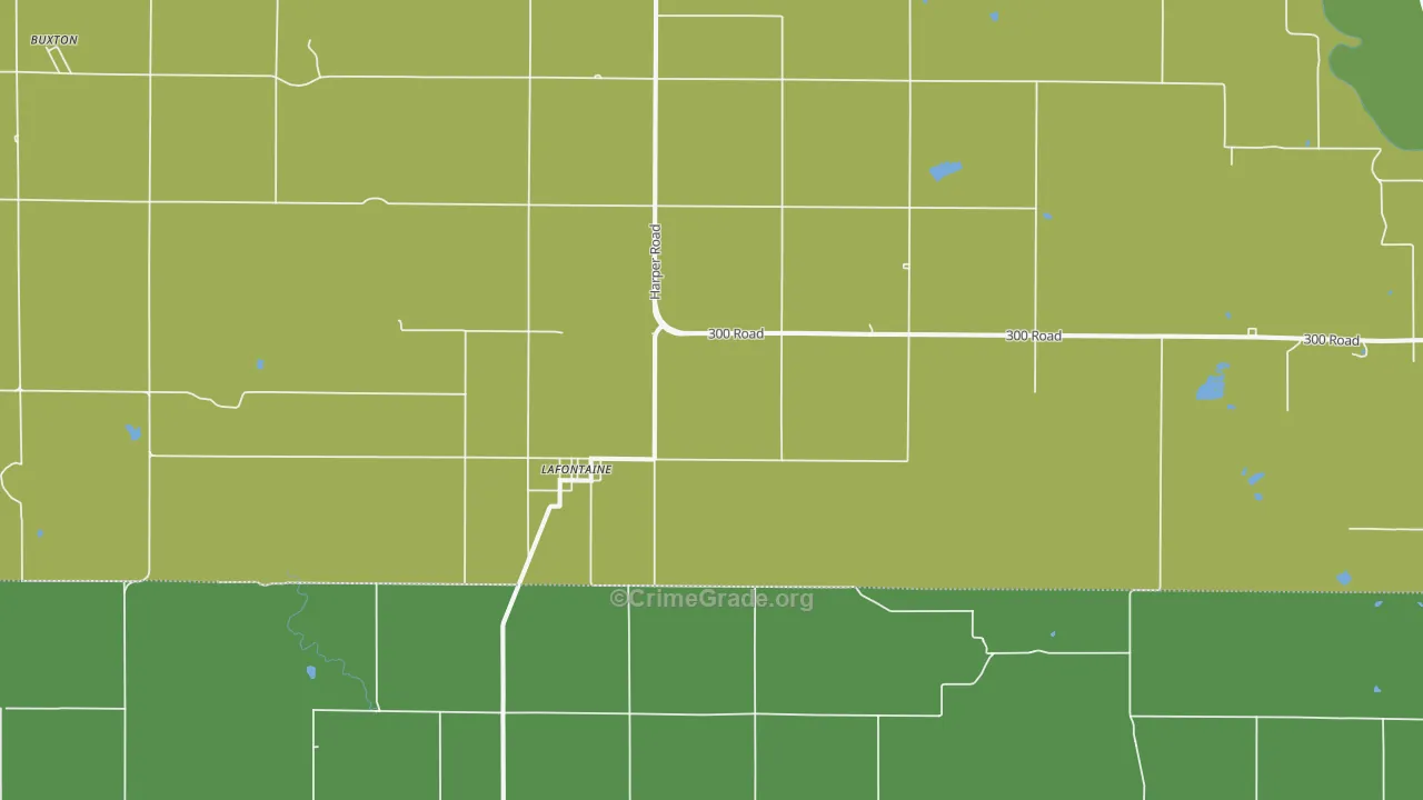 Lafontaine, KS Map of Theft Rates
