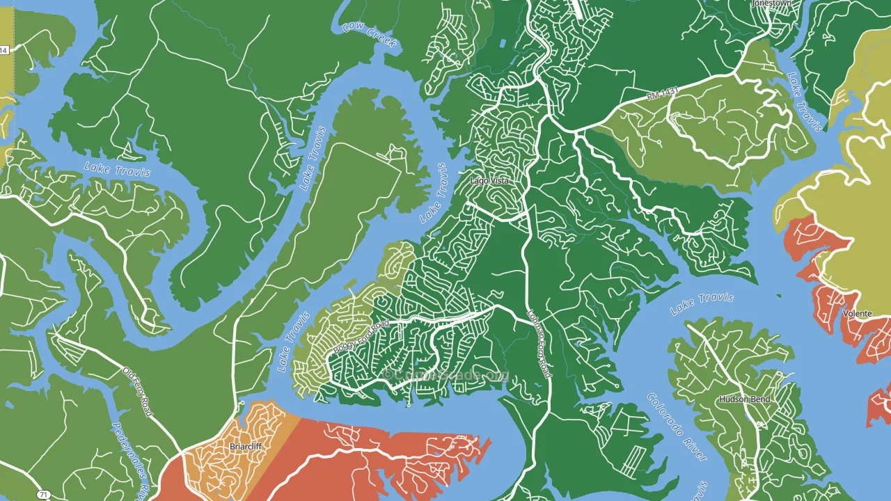 Lago Vista, TX Map of Theft Rates
