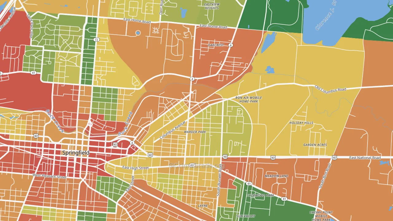Lagonda, Springfield, OH Map of Theft Rates