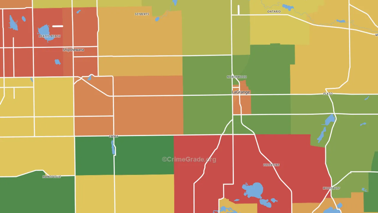 LaGrange County, IN Map of Theft Rates