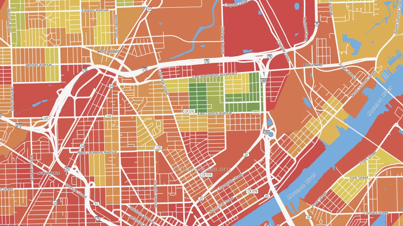 LaGrange, Toledo, OH Map of Theft Rates