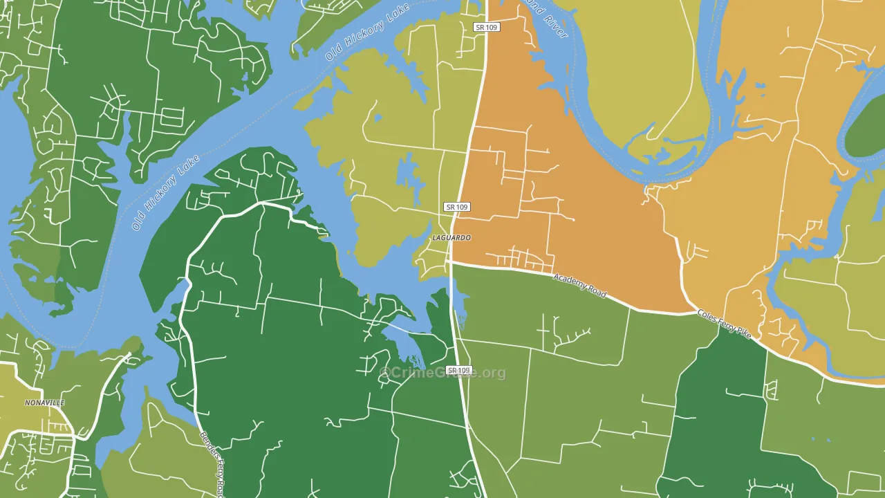 Laguardo, TN Map of Theft Rates
