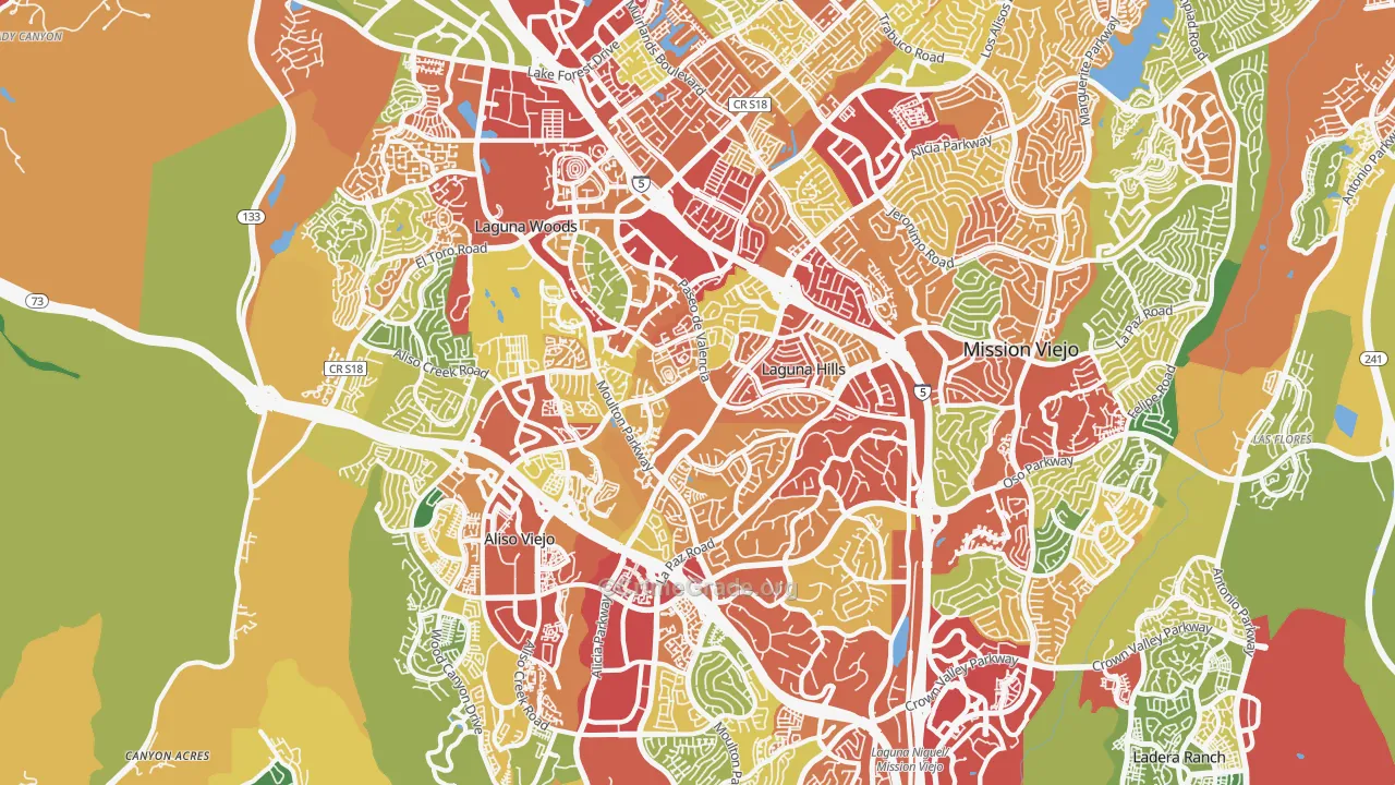 Laguna Hills, CA Map of Theft Rates
