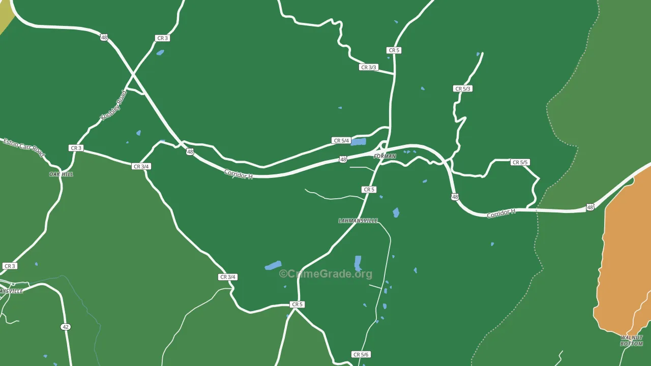 Lahmansville, WV Map of Theft Rates