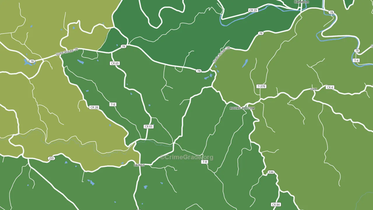Laings, OH Map of Theft Rates