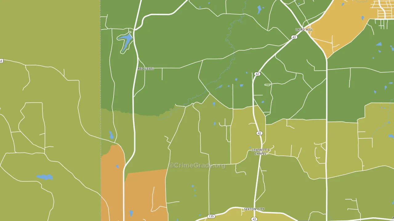 Laird Hill, TX Map of Theft Rates