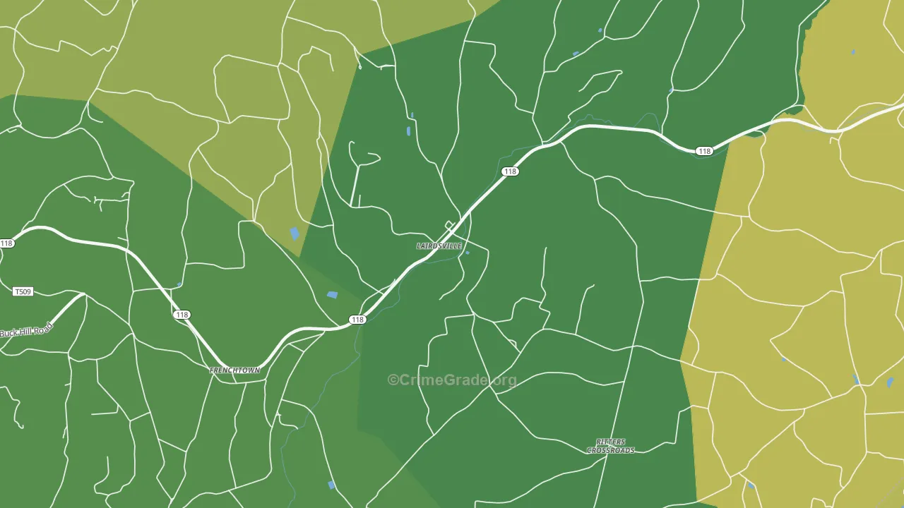 Lairdsville, PA Map of Theft Rates