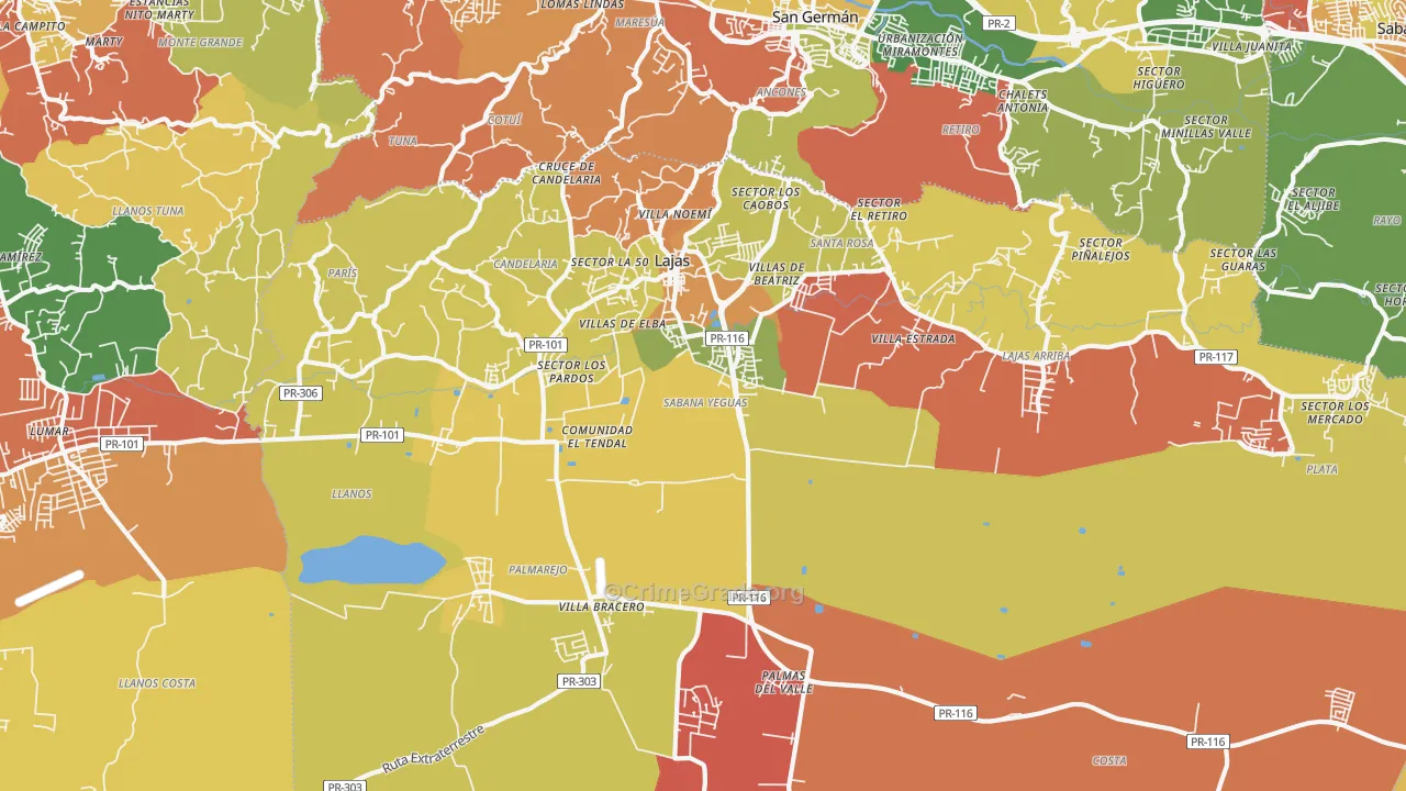 Lajas, PR Map of Theft Rates