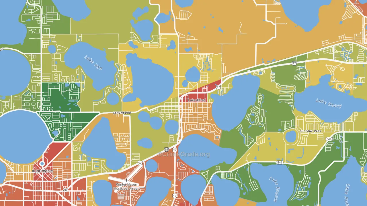 Lake Alfred, FL Map of Theft Rates