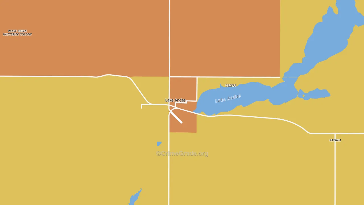 Lake Andes, SD Map of Theft Rates