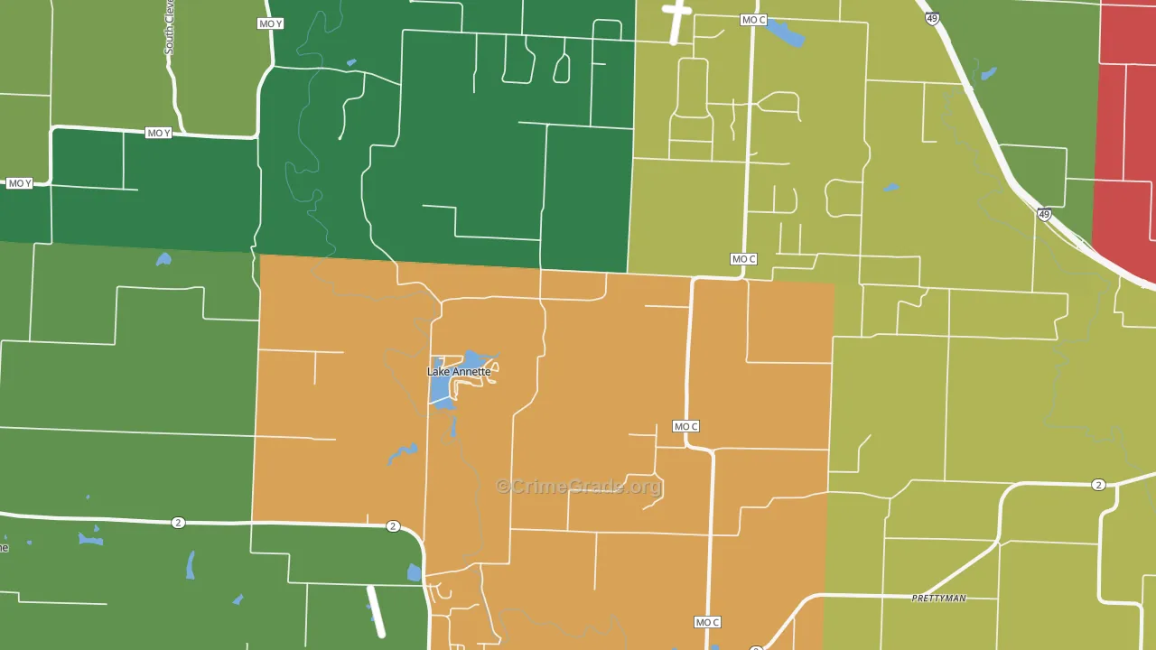Lake Annette, MO Map of Theft Rates