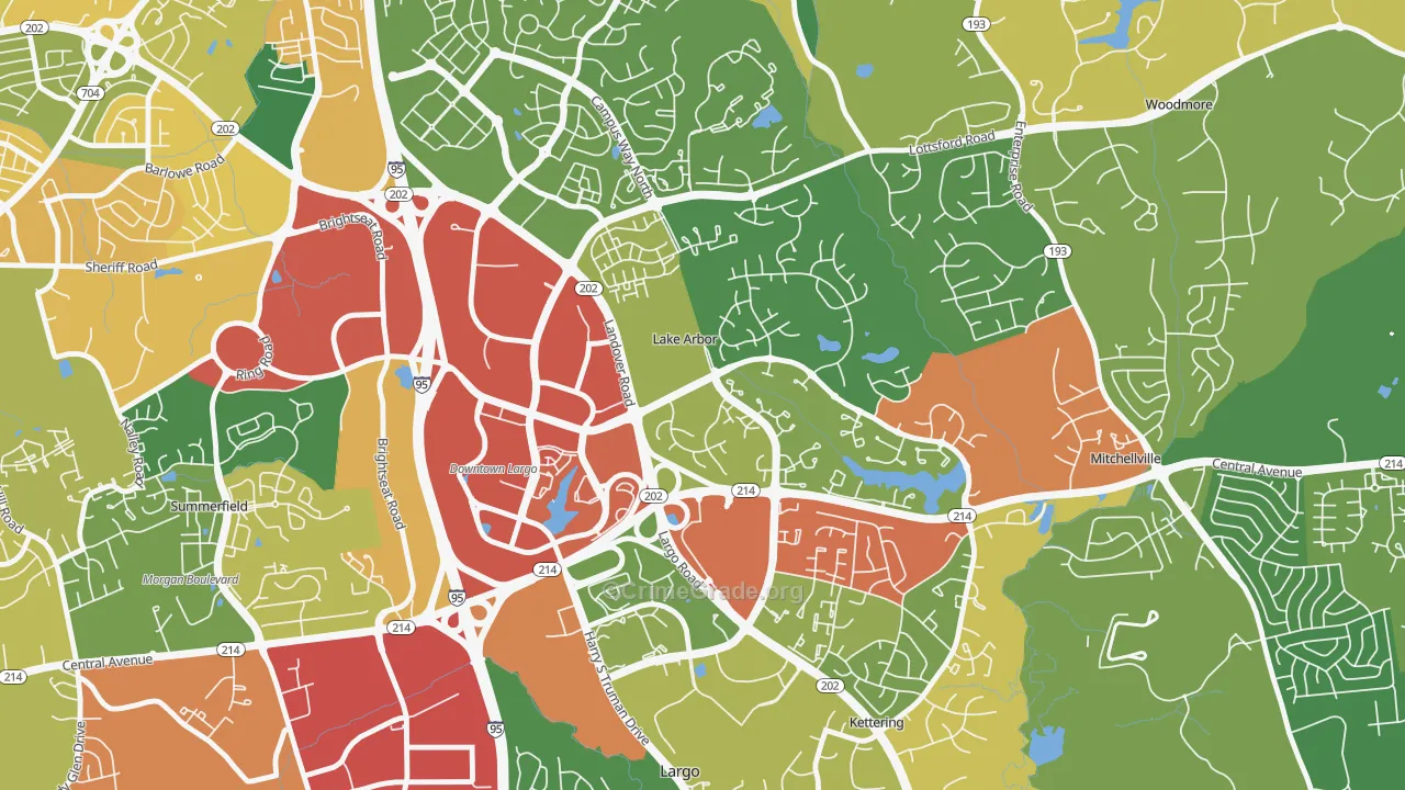 Lake Arbor, MD Map of Theft Rates