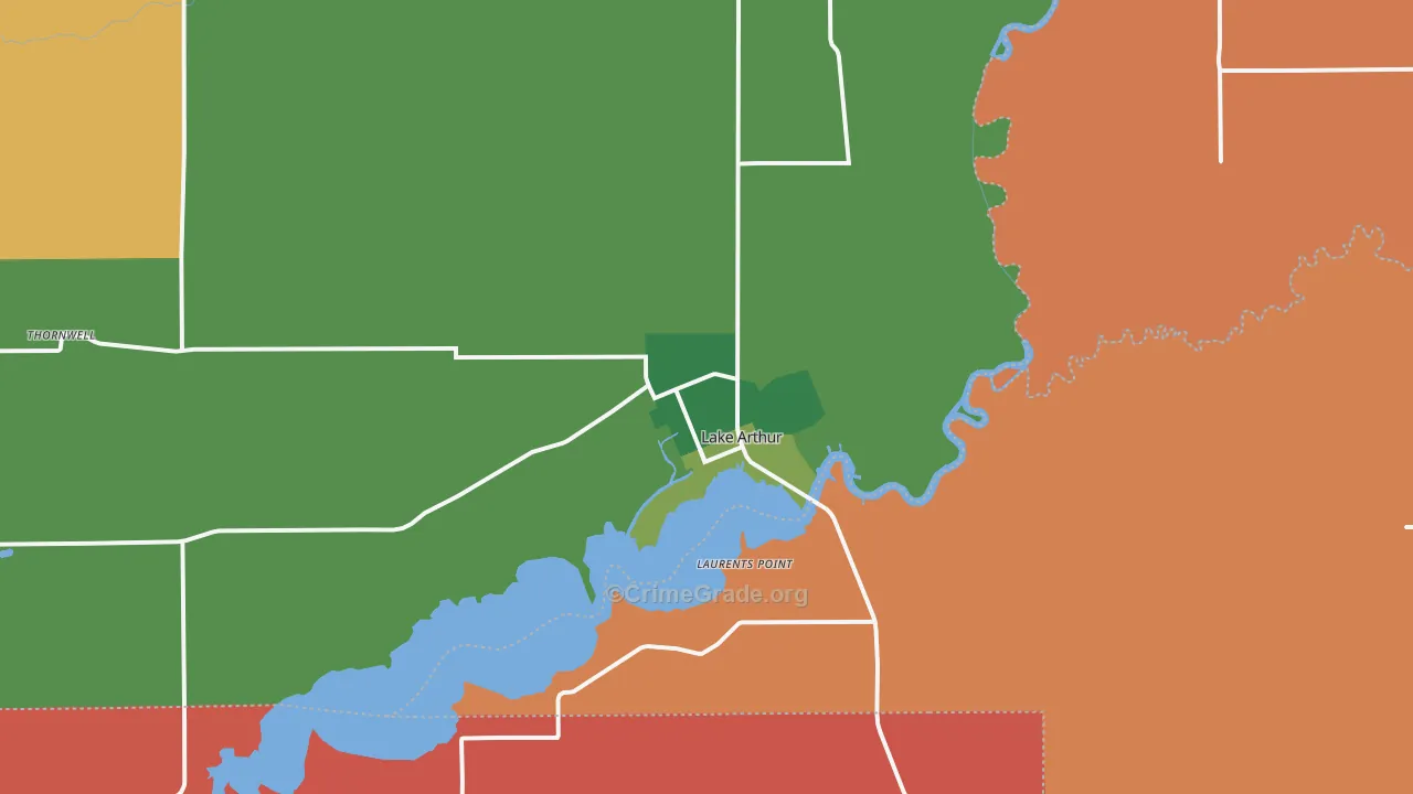 Lake Arthur, LA Map of Theft Rates