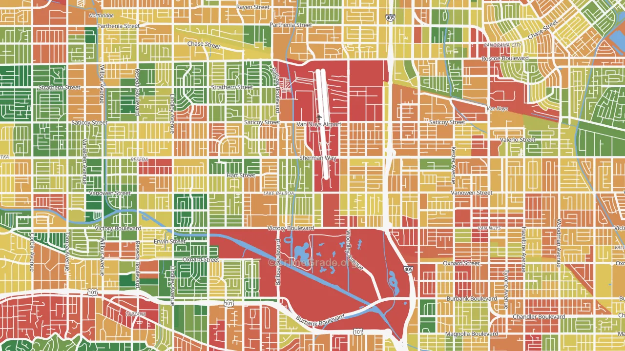 Lake Balboa, Van Nuys, CA Map of Theft Rates