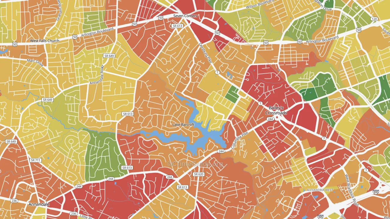 Lake Barcroft, Falls Church, VA Map of Theft Rates