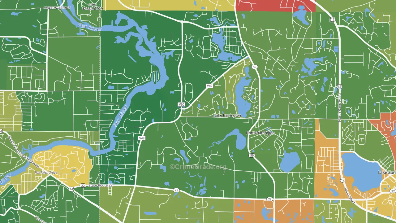 Lake Barrington, IL Map of Theft Rates