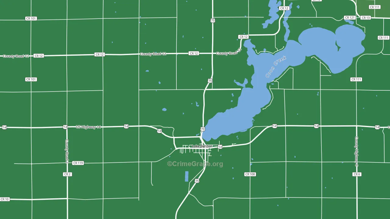 Lake Benton, MN Map of Theft Rates