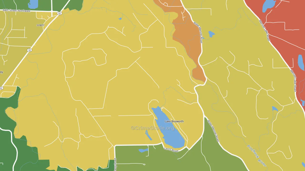 Lake Bosworth, WA Map of Theft Rates