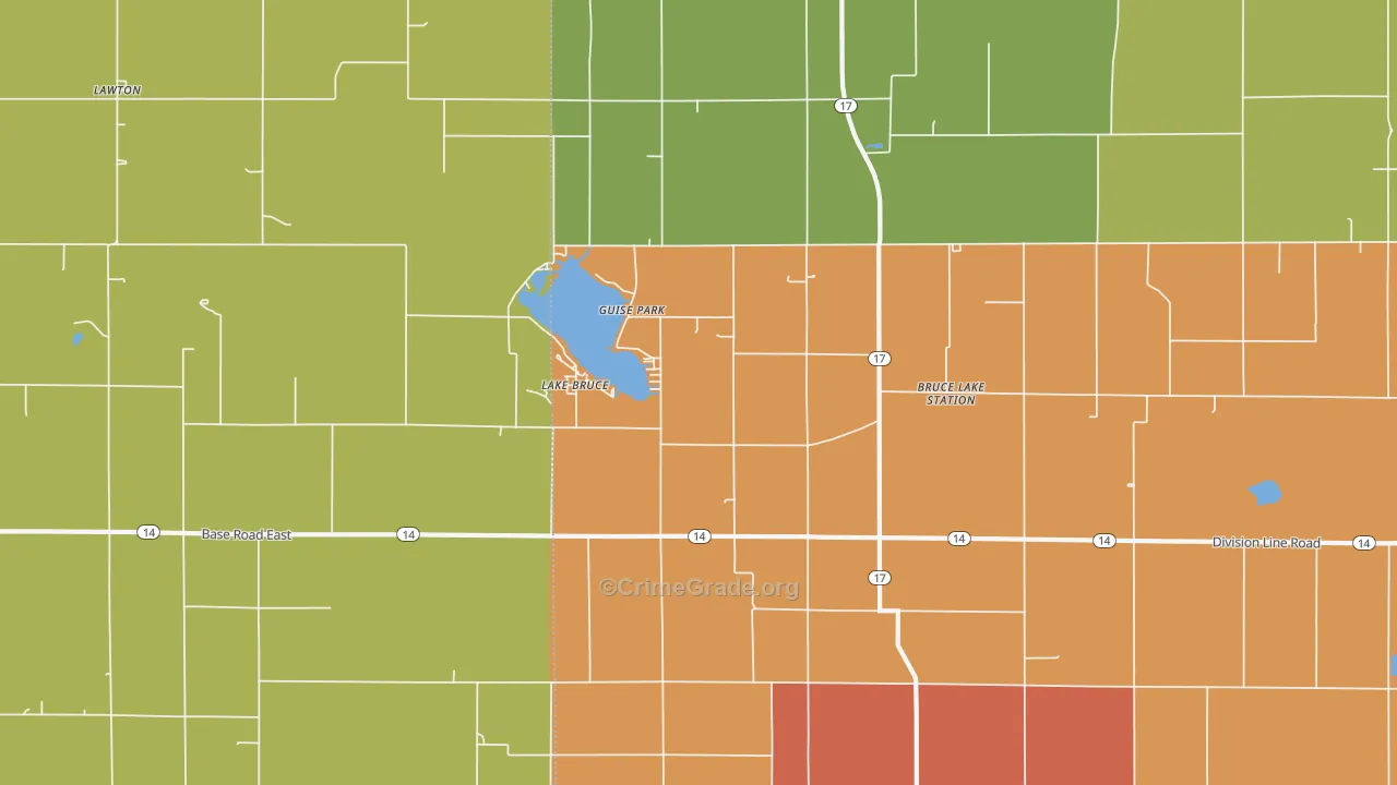 Lake Bruce, IN Map of Theft Rates