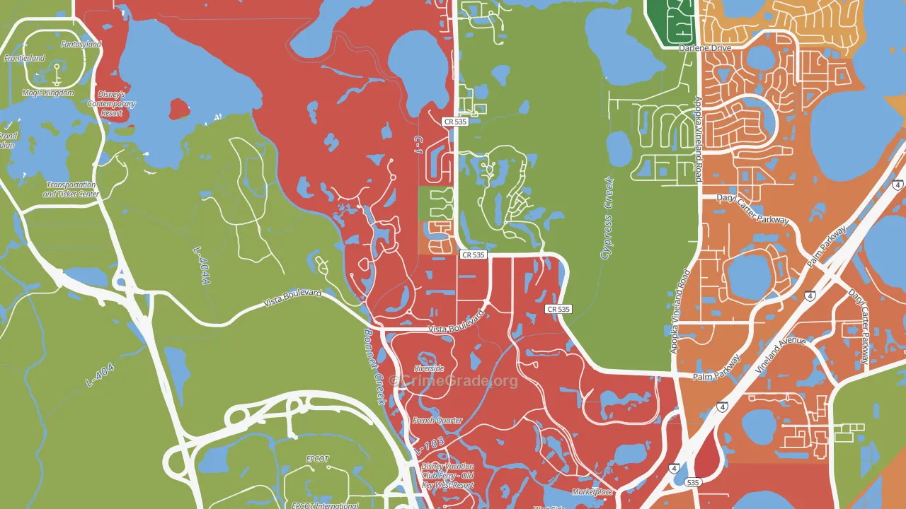 Lake Buena Vista, FL Map of Theft Rates
