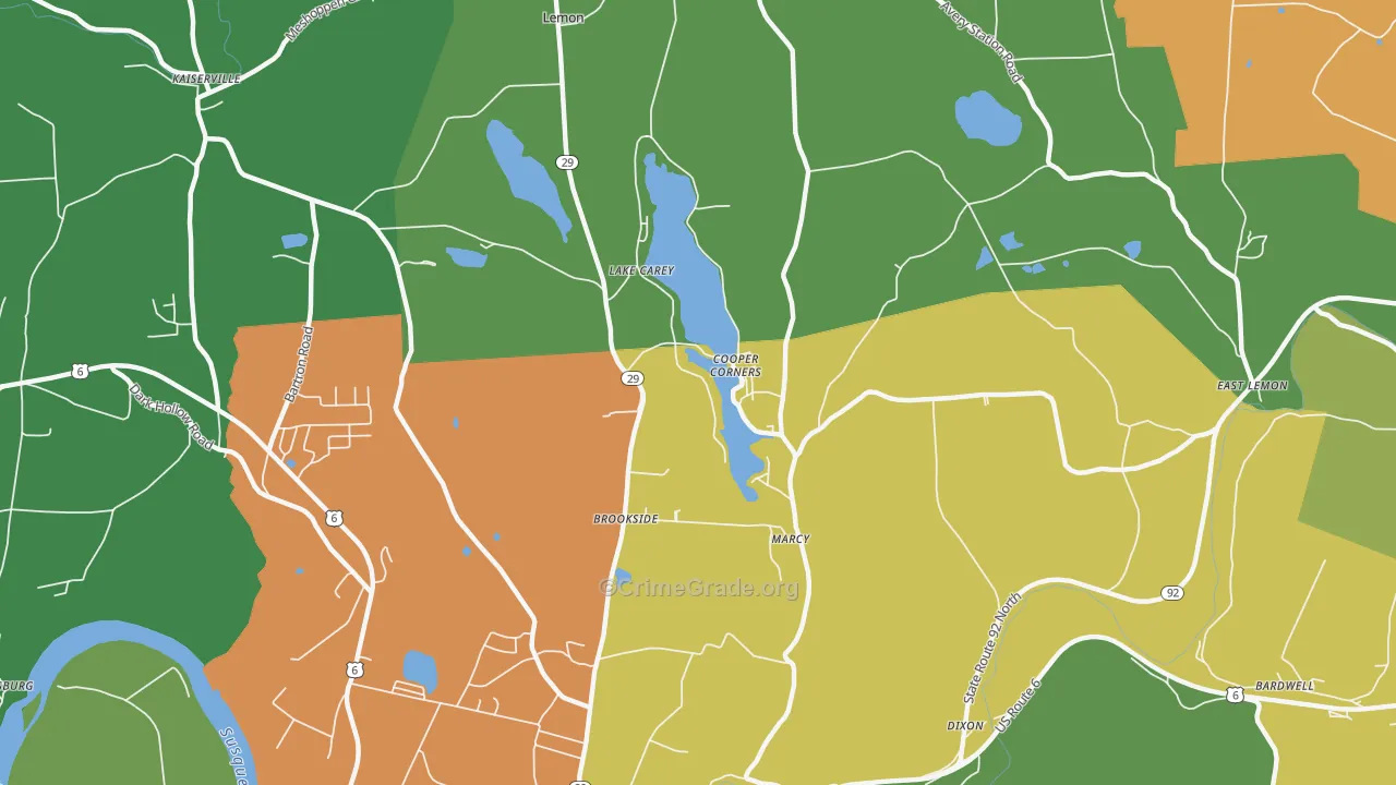 Lake Carey, PA Map of Theft Rates