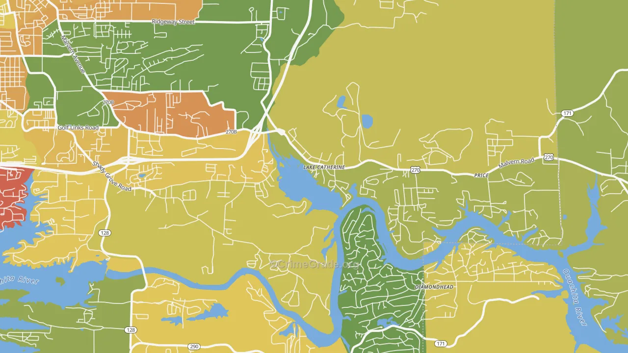 Lake Catherine, AR Map of Theft Rates