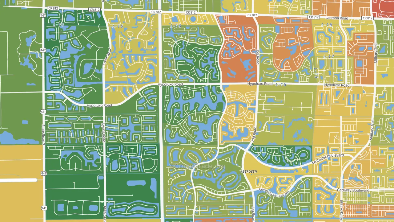 Lake Charleston, Lake Worth, FL Map of Theft Rates