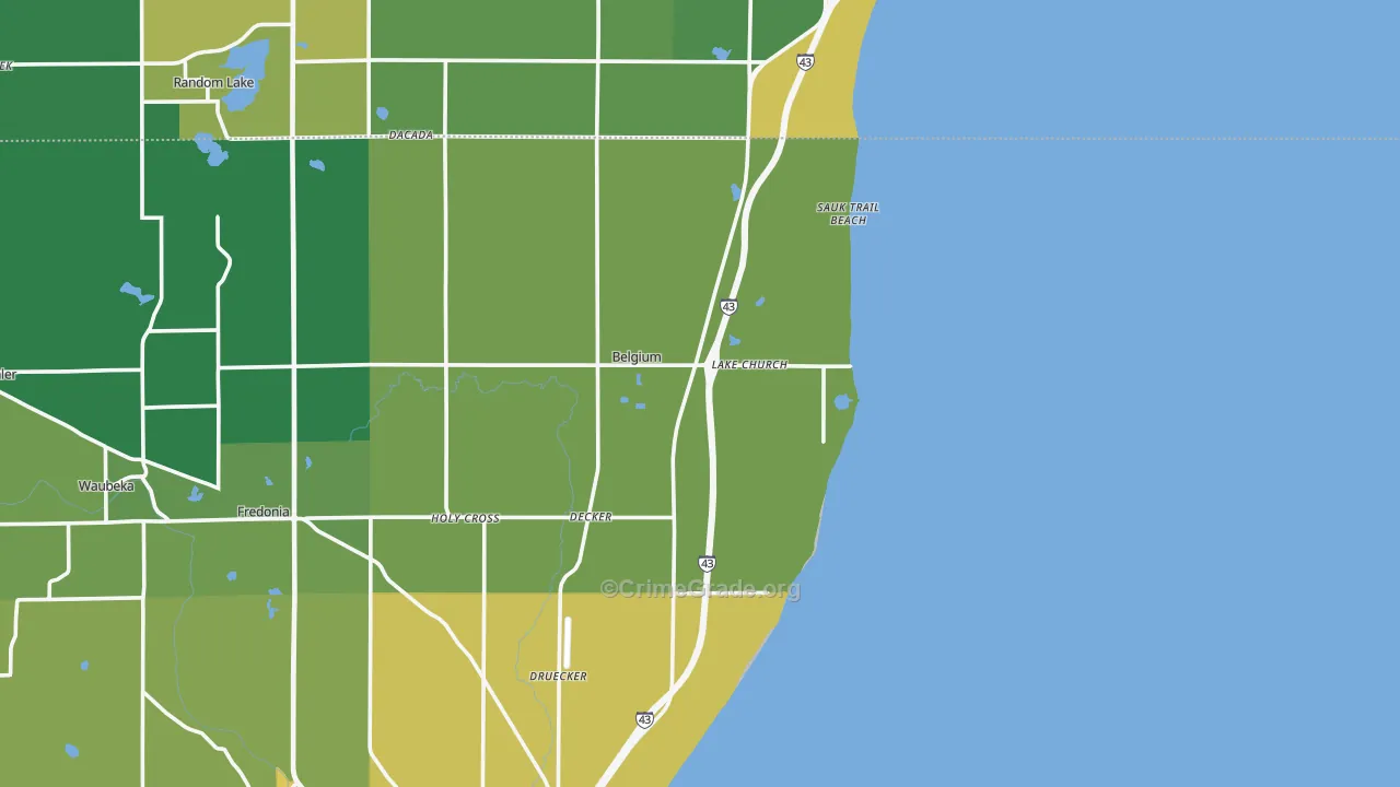 Lake Church, WI Map of Theft Rates