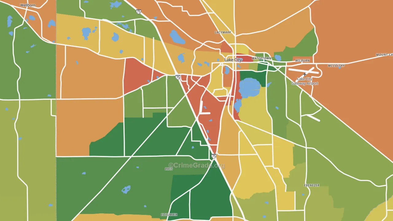 Lake City, FL Map of Theft Rates