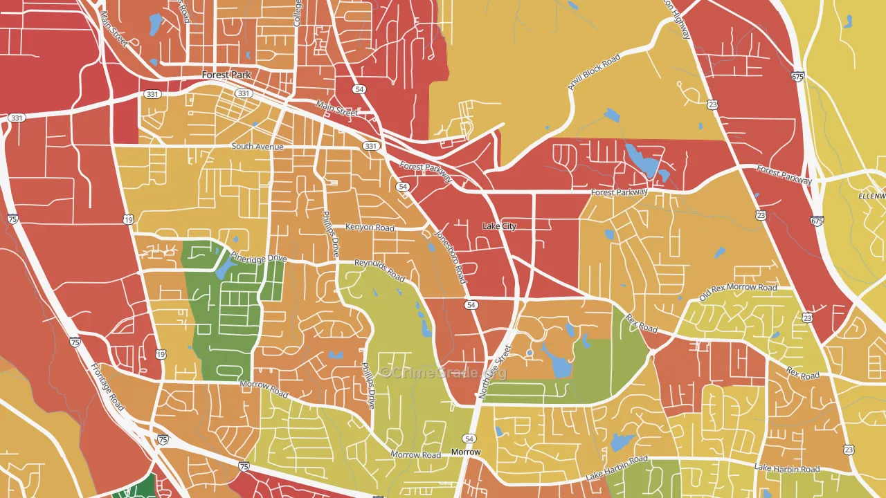 Lake City, GA Map of Theft Rates