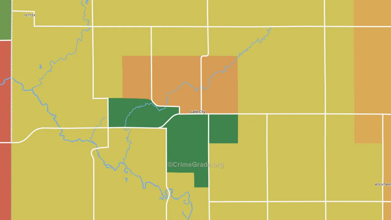 Lake City, IA Map of Theft Rates