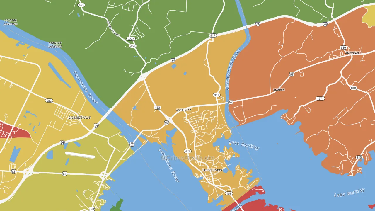 Lake City, KY Map of Theft Rates