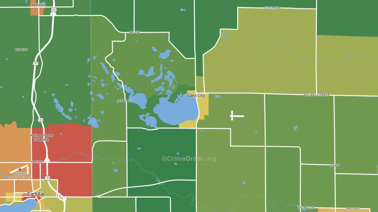 Lake City, MI Map of Theft Rates