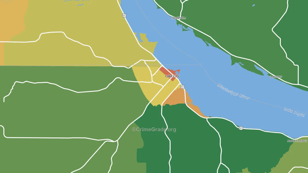 Lake City, MN Map of Theft Rates