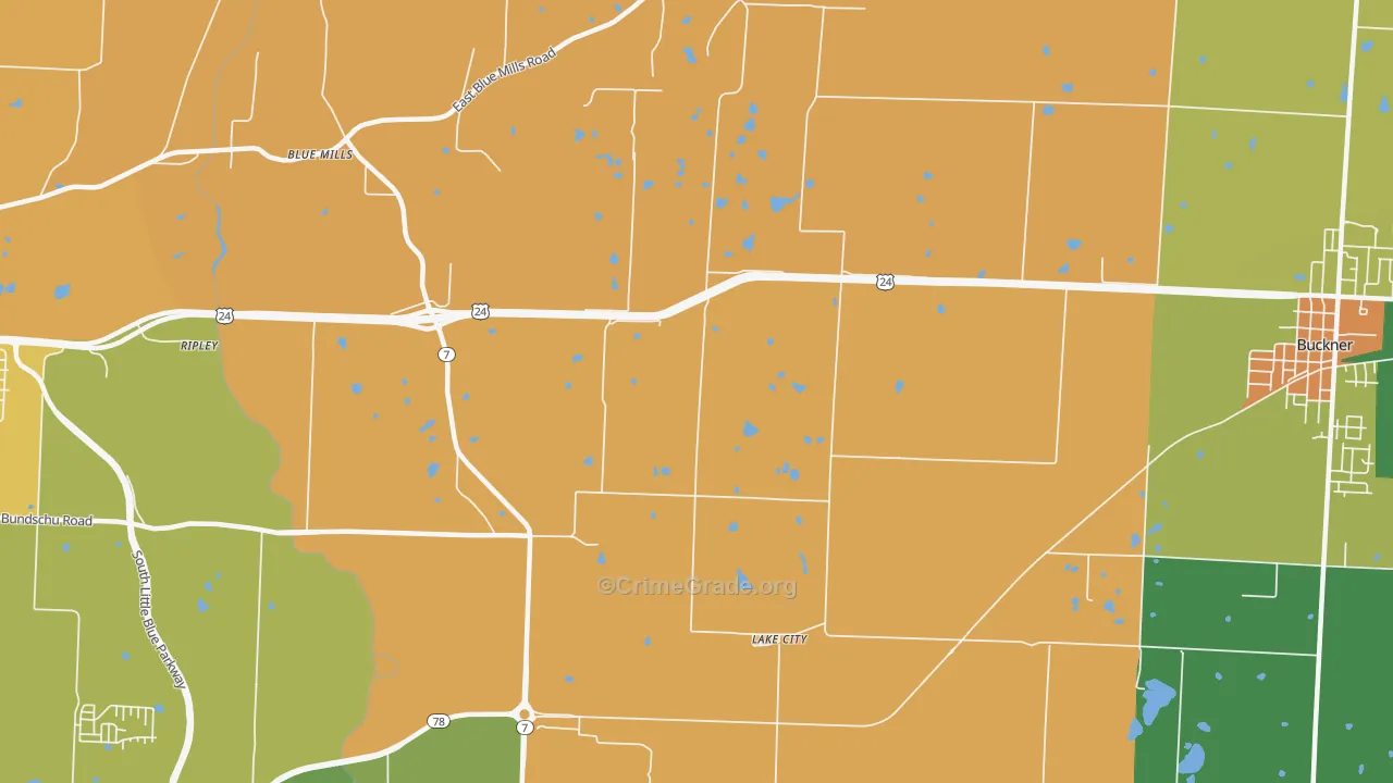 Lake City, MO Map of Theft Rates