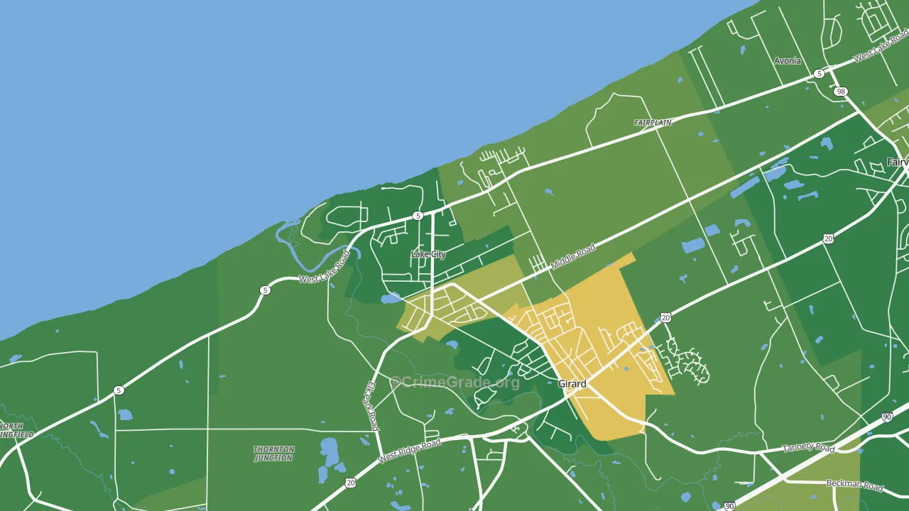 Lake City, PA Map of Theft Rates