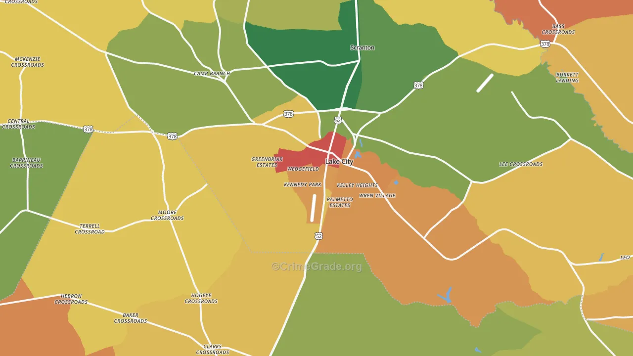 Lake City, SC Map of Theft Rates