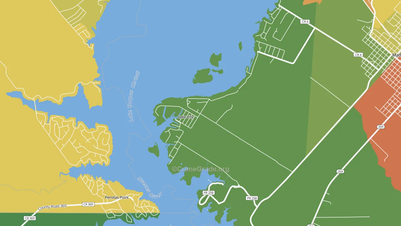 Lake City, TX Map of Theft Rates