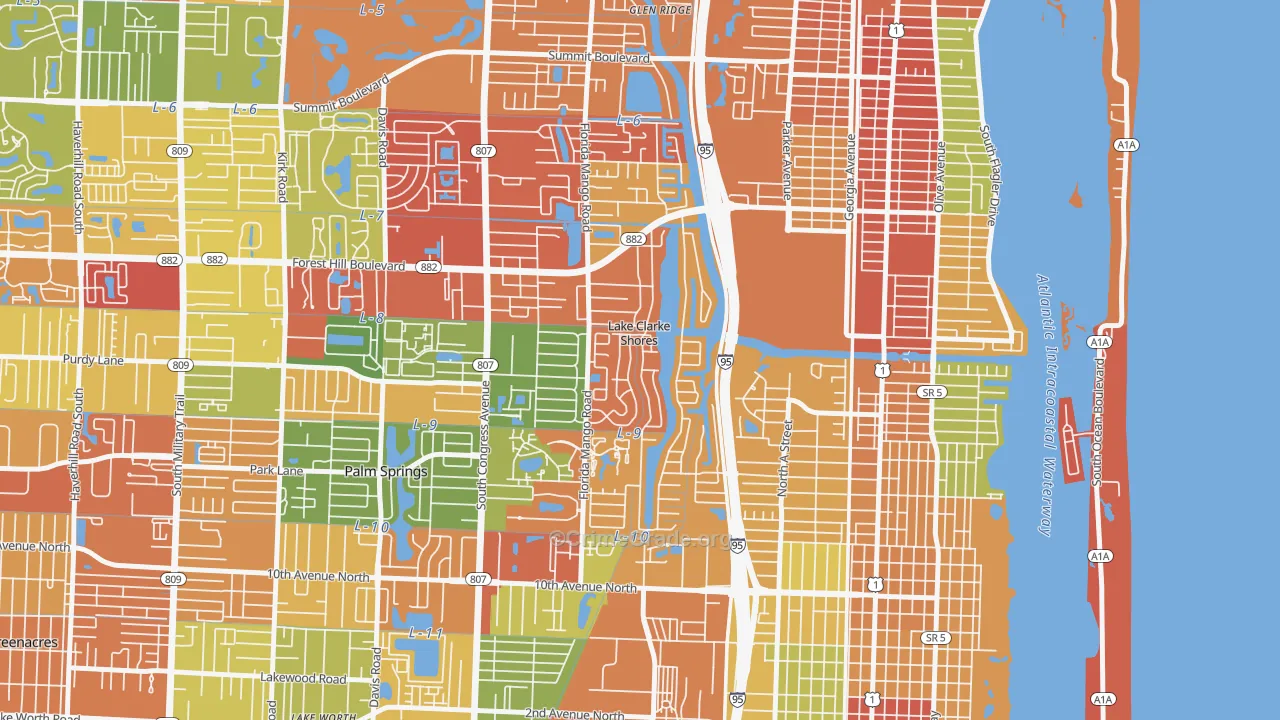 Lake Clarke Shores, FL Map of Theft Rates