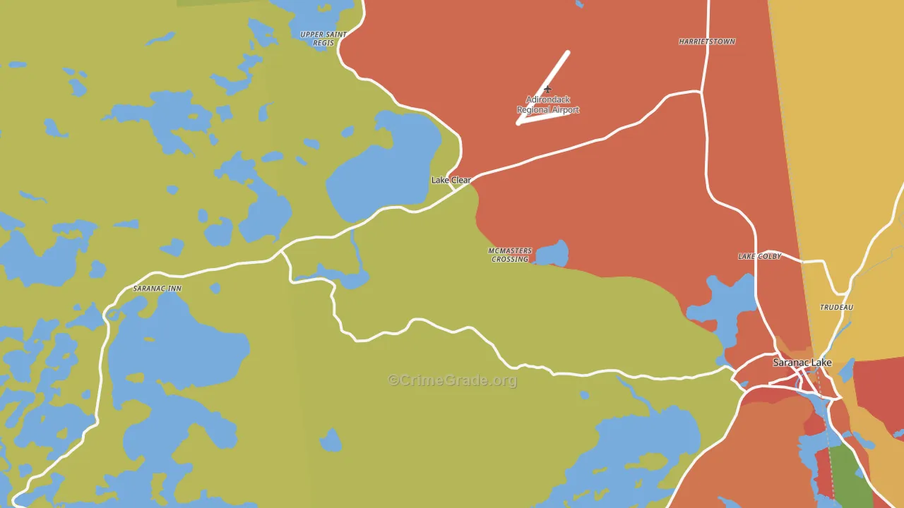 Lake Clear, NY Map of Theft Rates