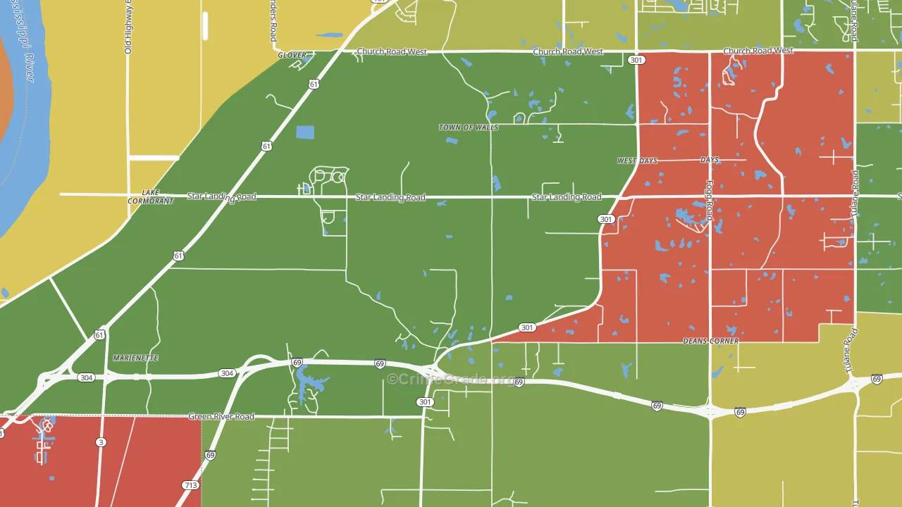 Lake Cormorant, MS Map of Theft Rates