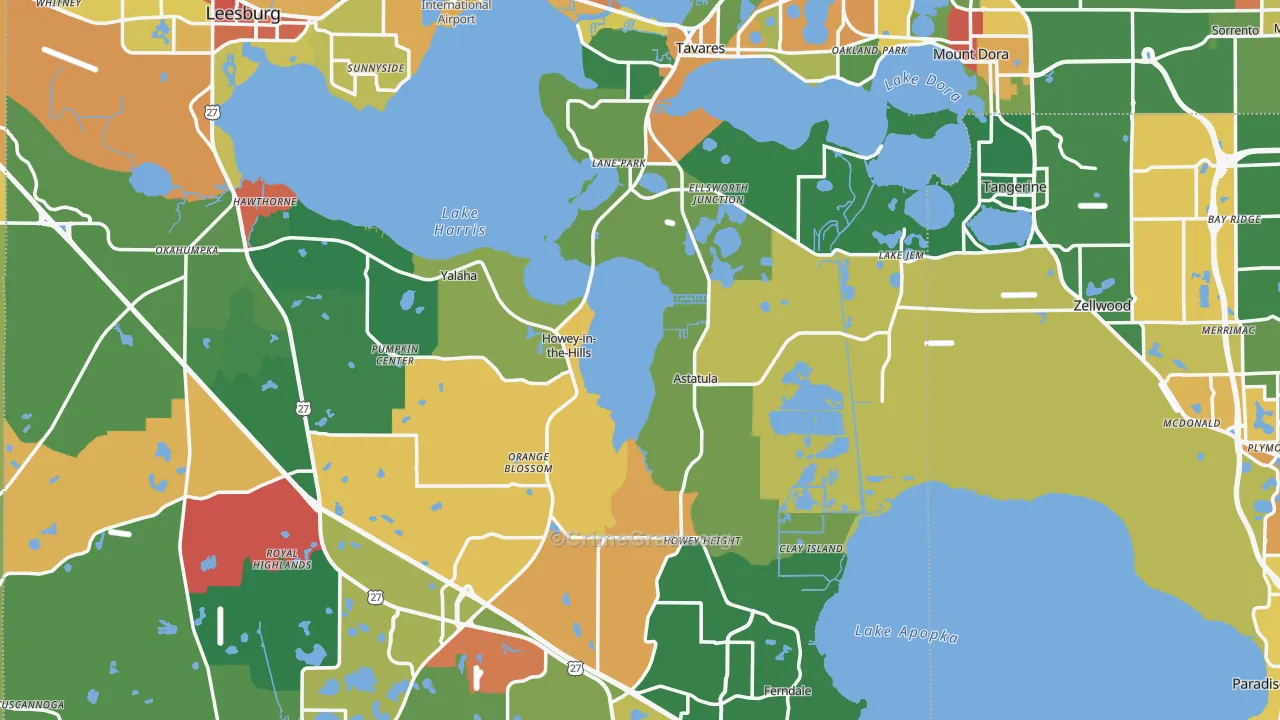 Lake County, FL Map of Theft Rates