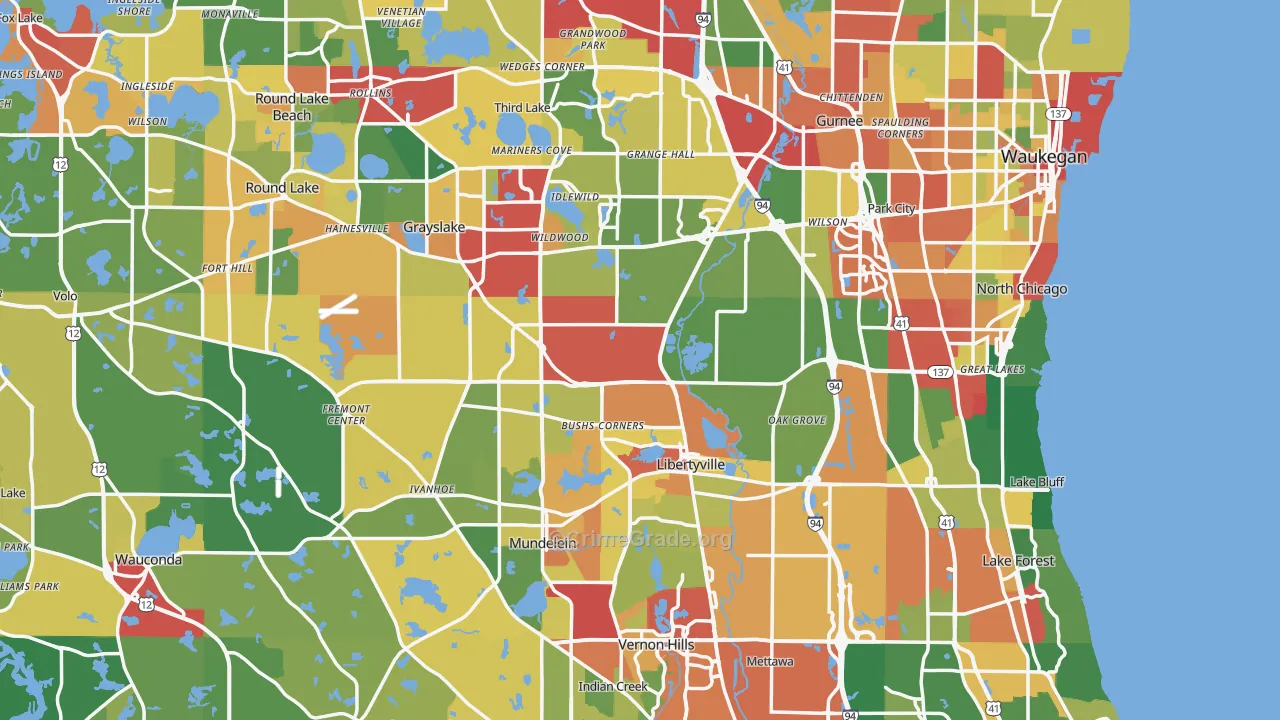 Lake County, IL Map of Theft Rates